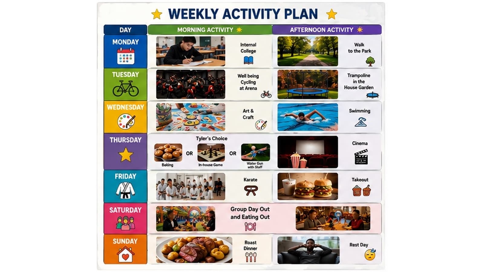 Eeze Care Supported Living | Weekly Activity Plan